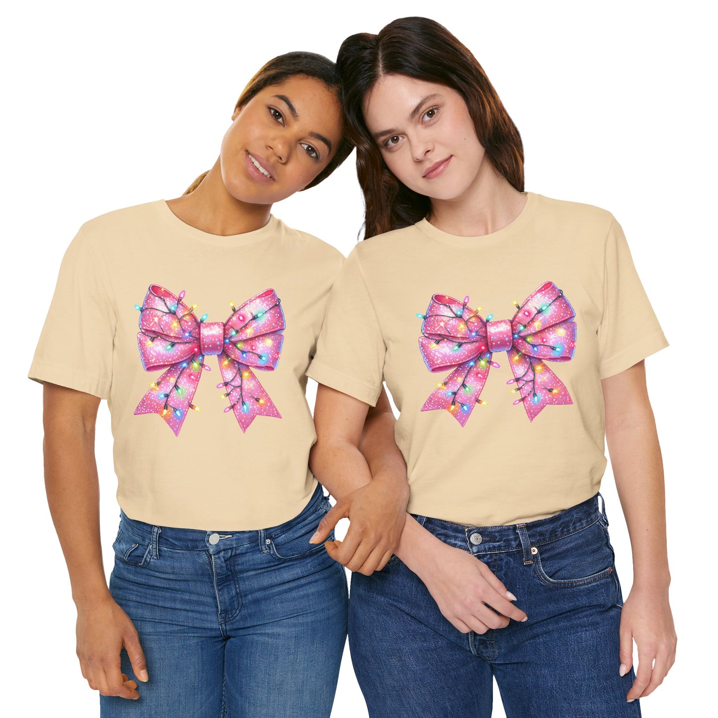 Pink Christmas Bow Unisex Jersey Short Sleeve Tee - sizes S - 3X