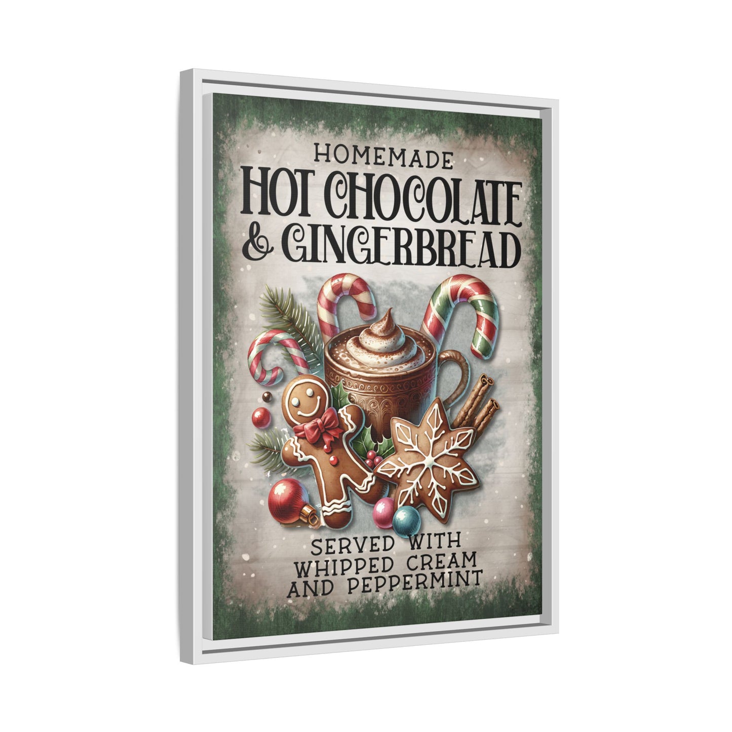 Homemade Hot Chocolate & Gingerbread Matte Canvas, Framed (Multi-color)