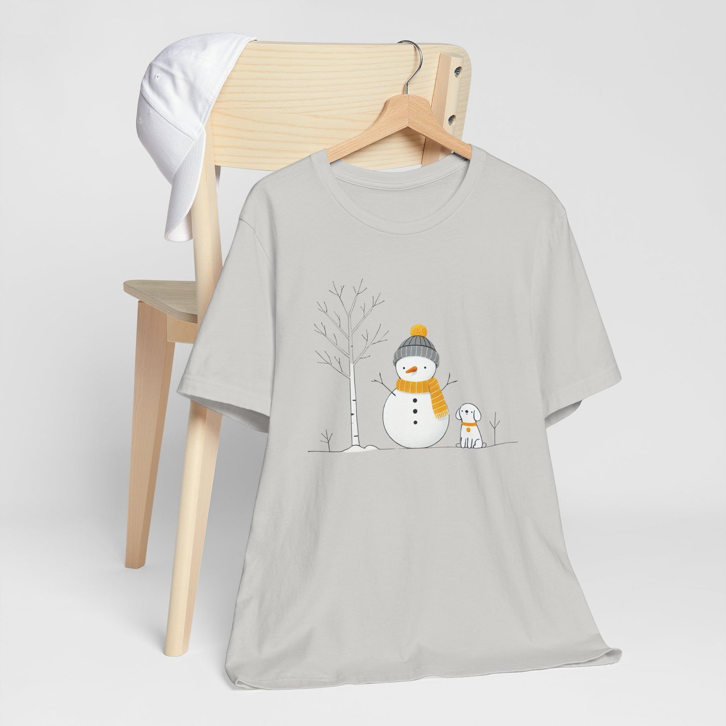 Snowman and dog winter scene Unisex Jersey Short Sleeve Tee - sizes S - 3X