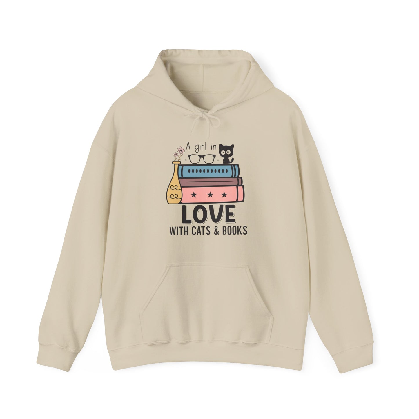 Just a girl in love with cats and books Unisex Heavy Blend™ Hooded Sweatshirt - S - 3X sizes