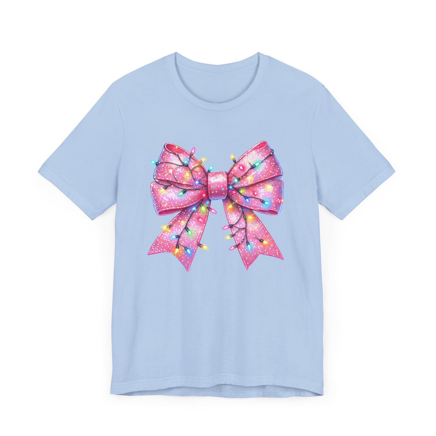 Pink Bow Christmas Tee - Festive Holiday Unisex Jersey T-shirt - sizes S - 3X