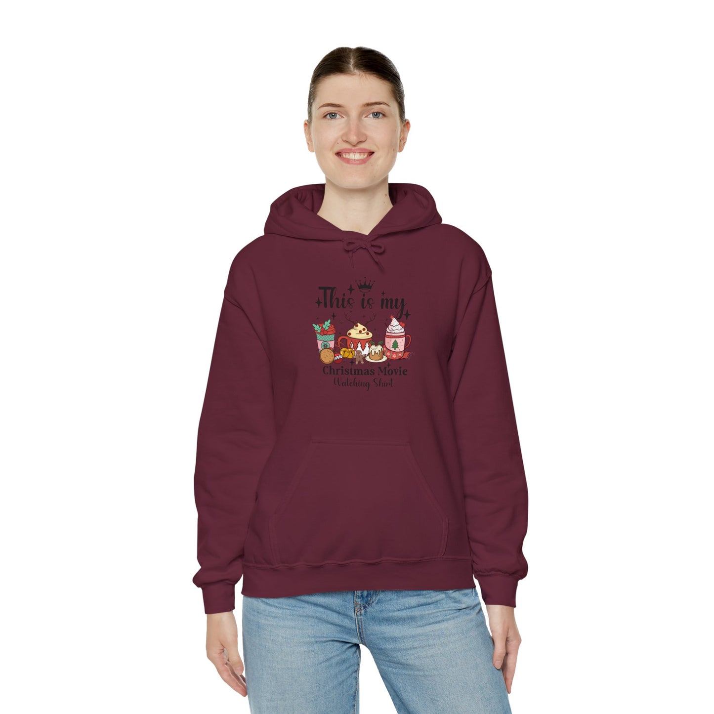 Christmas Movie Watching Heavy Blend Hoodie - cozy, warm, festive sweatshirt