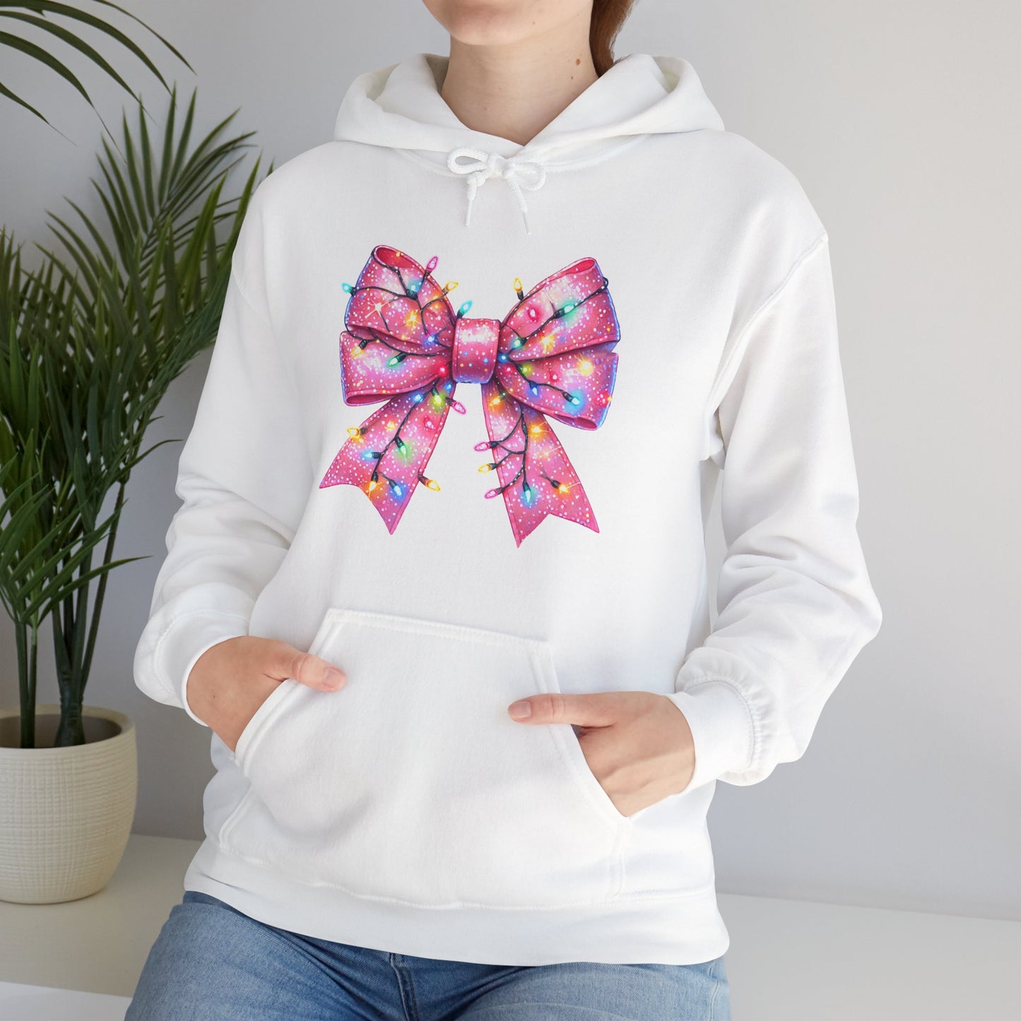 Big Pink Christmas Bow Unisex Heavy Blend™ Hooded Sweatshirt - sizes S - 3X