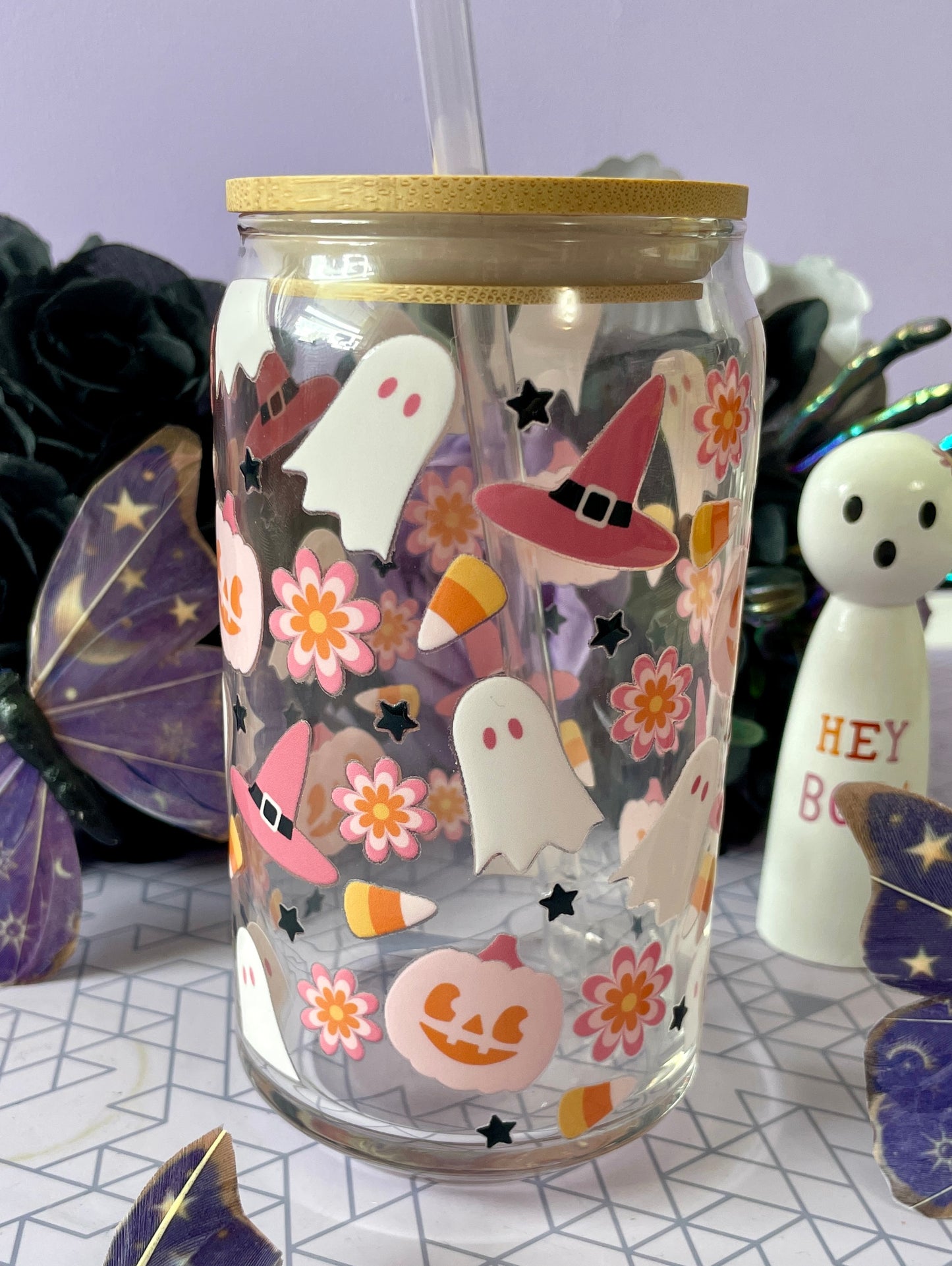 Halloween Theme Glass Libby Beer Can cup